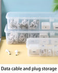 Data Cable Organizer Case Classification Dustproof Card Organizer with Lid Clutter Collection Box for Office Home