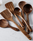 7pcs/set Teak Natural Wood Tableware Spoon