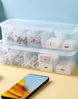 Data Cable Organizer Case Classification Dustproof Card Organizer with Lid Clutter Collection Box for Office Home