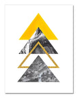 Abstract Grey Yellow Geometric Triangles Nordic Deer Wall Art
