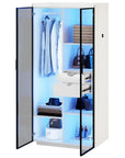 2-Door Wardrobe Armoire with LED Lights