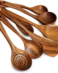 7pcs/set Teak Natural Wood Tableware Spoon