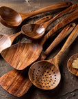 7pcs/set Teak Natural Wood Tableware Spoon